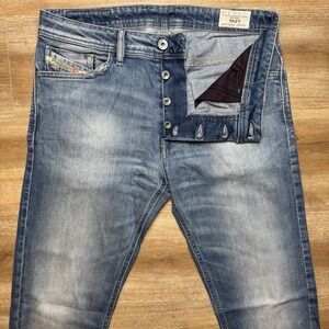 Diesel Jeans Men 31x32 Blue Tazy Slim Carrot Stretch Denim Modern Thrashed 008L5